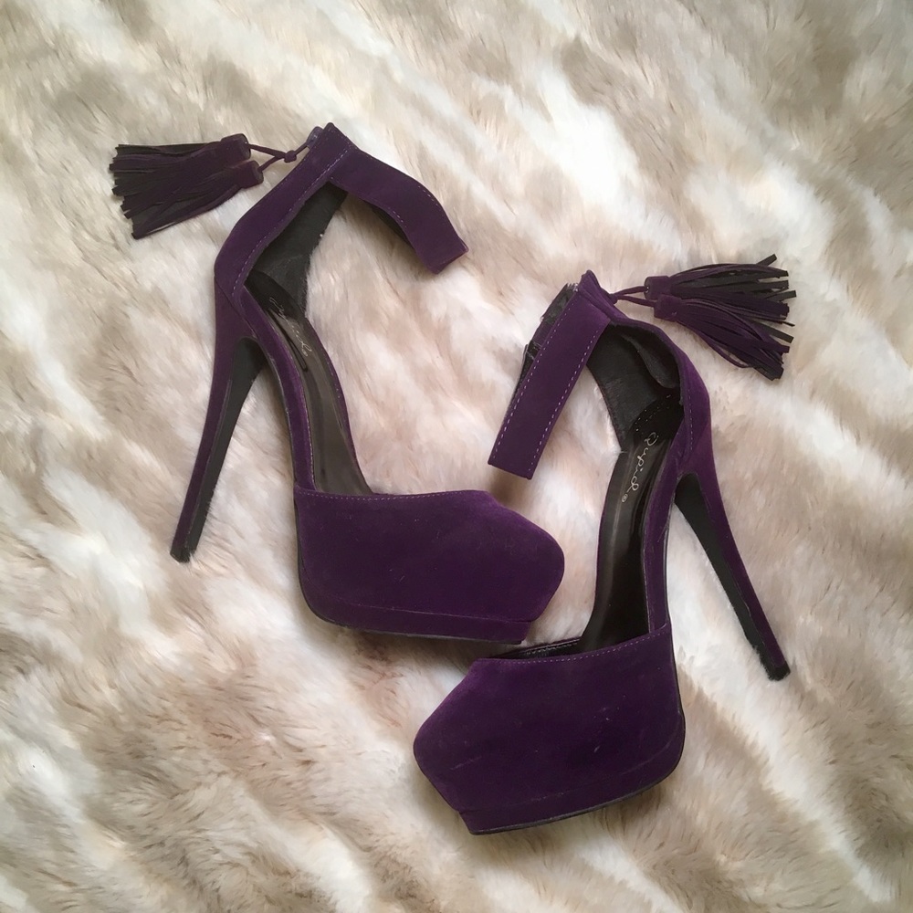 Plum Qupid Heels with Tassels